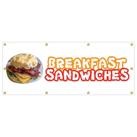 Signmission Breakfast Sandwiches Banner Heavy Duty 13 Oz Vinyl with Grommets B-96 Breakfast Sandwiches